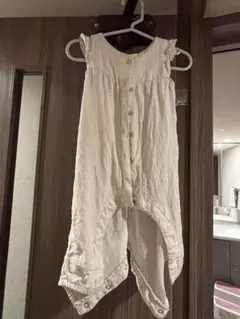 H&M リネン フリルロンパース 70　4-6m　ベージュ