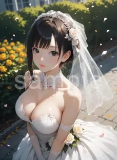 wd26● AI 美女 A4 ポスター 光沢紙 ウェディングドレス 花嫁 人妻