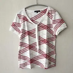 BURBERRY ボウタイ Tシャツ コットン ニット チェック ホワイト