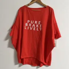 pure breakプリントロゴ オーバーサイズTシャツ オレンジ　新品