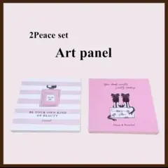 [2点SET]　アートパネル　壁掛け　フェミニン　ピンク　ガーリー　可愛い