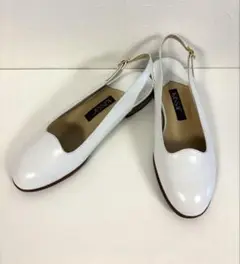 未使用品　KISSA ホワイトレザー スリングバックシューズ
