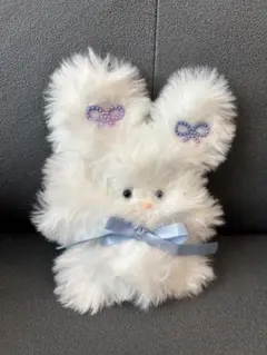 ウサギ型ファーチャーム リボン付き 約13cm