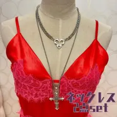 y2k 平成 グランジ マクブリング トライバルハート 十字架 ネックレスset