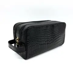美品【クロコダイル本革】JARDIN DES SACS セカンドバッグ　ブラック