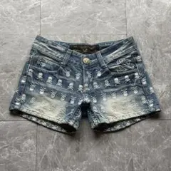 redpepper scull shortdenim swarovski y2k