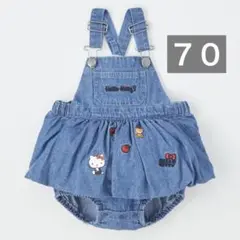 完売 キティ デニム ロンパース サロペット バースデイ 70サイズ
