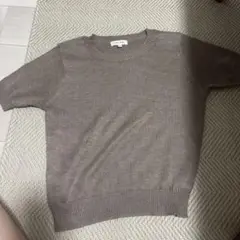 ベージュ 半袖サマーニット Fサイズ