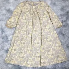 Samansa Mos2【M】7分袖ワンピース　ベージュ　花柄　レディース