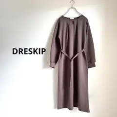 DRESKIP ドレスキップ ワンピース ウエストベルト付き ブラウン L
