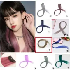 ワンタッチ エクステ ヘアカラー くすみ 付け毛 ロングストレート アッシュ ③