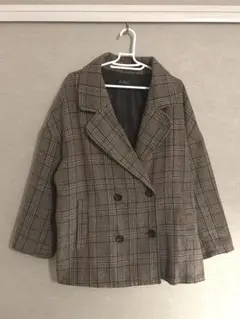 【しまむら】チェック柄ダブルボタンコート
