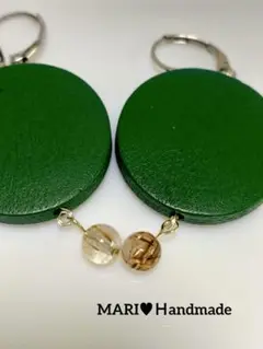 ルチルクオーツ✖️ウッドビーズ♥︎304ステンレスフレンチフックピアス