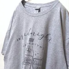 ギルダン ミッドナイトマルガリータ デカロゴ Tシャツ グレー灰色 XL古着