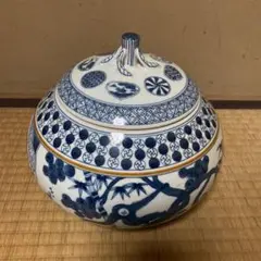 【希少・骨董】五良太甫呉祥瑞造 染付 香合/蓋物/小物入れ 陶器/陶磁器 美品 希少・骨董】五良太甫呉祥瑞造 染付 香合/蓋物/小物入れ 陶器