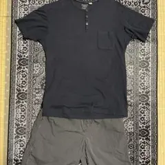 プレミアムコットン ヘンリーネックTシャツ セットアップ S UNIQLO