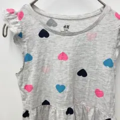 【H＆M】肩フリル付き ノースリーブ ワンピース 杢グレー EUR122サイズ