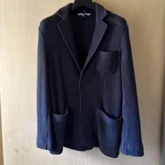 【希少品】お値下げSHIPS ニットテーラードジャケット 春夏用 Mネイビー