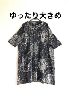 【SPIGA】和テイスト　ハイネックカットソーチュニック ゆったり大きめ