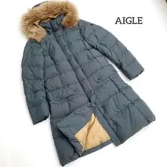 美品♡エーグル*ダウンコート ラクーンファー フード カーキグリーン ロング