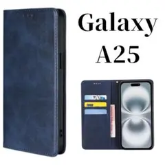 Galaxy A25 5G レザー スリム 手帳型 ケース カバー ネイビー