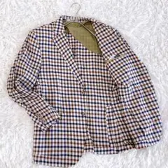 美品✨Aquascutum テーラードジャケット リネン チェック 春 夏