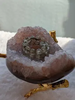 浄化済　☆アメジスト　皿☆　 花　ジオード　ピンク瑪瑙層