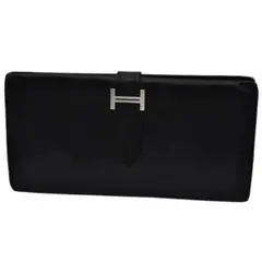 HERMES 美品 ベアン シェーブル ブラック 長財布 □H刻印