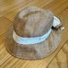 ベビー　ベージュ リボン付き 麦わら帽子　conoco