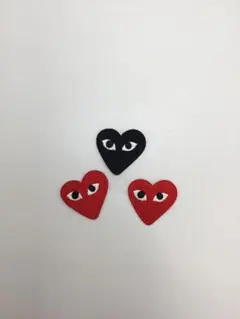 刺繍アイロンワッペン ハート3枚セット