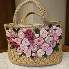 薔薇麻ひもバック