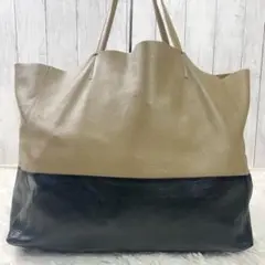 セリーヌ トートバッグ ホリゾンタルカバ フィービー期 ロゴ バイカラー レザー