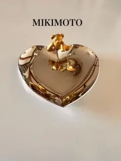 【MIKIMOTO】ハート型トレイ テディベア＆パールモチーフ付き