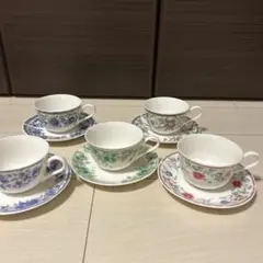ナルミ　花柄ティーカップ5個セット