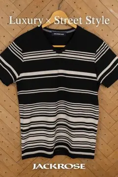 JACKROSE ジャックローズ Vネック 半袖 Tシャツ L ボーダー 美品