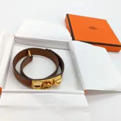 エルメス ブレスレット リヴァル ドゥブルトゥール ブラウン G金具 XS