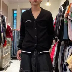 ZARA USA S 黒 y2k お兄系 ワンポイント コットンカーディガン