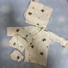 ベビー服セット クマ柄 0〜3歳(60) 肌着　おくるみ　ミトン　帽子　韓国