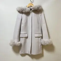 JASGLITTY 3way フォックスファーコート フード付き グレー S