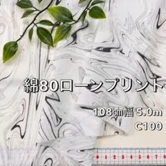 NO,8-348C 108cm幅 5.0m 綿80ローン　　抽象ライン柄