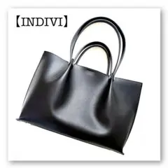 【美品】INDIVI インディヴィ【A4収納可能】ツーハンドルブロックバッグ