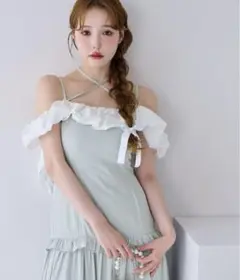 ノースリーブホルターワンピース NICE CLAUP ミント