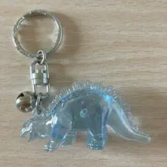 キーホルダー　恐竜　ステゴサウルス　クリスタル　ブルー