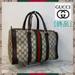 【美品】オールドグッチ/ボストンバッグ/シェリーライン/GGシマ/