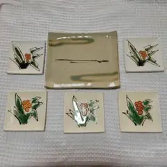 草花の小皿5と大皿セット
