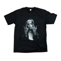 グラフィックプリント 半袖Tシャツ 黒 シスター パンク 女性 修道女 童話