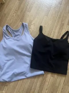 ラベンダーSとブラックMヨガウェアセット