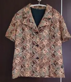 刺繍ブラウスシャツ昭和レトロヴィンテージ古着女子裏地つき