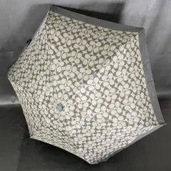 COACH 折りたたみ傘 ロゴ 晴雨兼用 グレー系