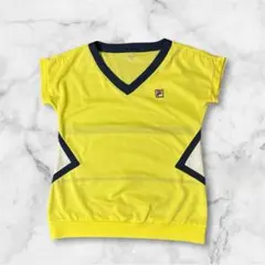 L フィラ テニスウェア Tシャツ 半袖 黄 レディース　FILA
